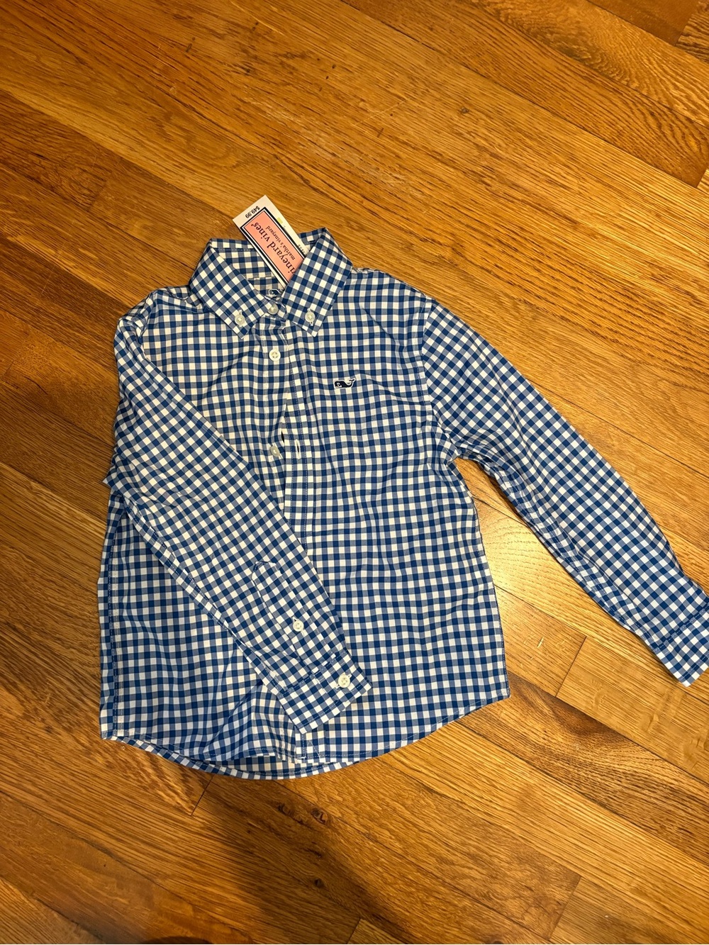 Vineyard Vines Boys' Blue and White Gingham Button-Down Shirt